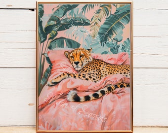 Cheetah Napping Wall Art Print, Safari Animal Home Decor, Bedroom Wall Print, Housewarming Gifts, Eclectic Decorations, Animals Taking Naps