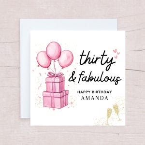 Personalized 30th Birthday Card For Her, Mom 30th Birthday Card, 30 and Fabulous Gift For Friend, Milestone Birthday Card, Sister, Friend