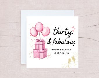 Personalized 30th Birthday Card For Her, Mom 30th Birthday Card, 30 and Fabulous Gift For Friend, Milestone Birthday Card, Sister, Friend