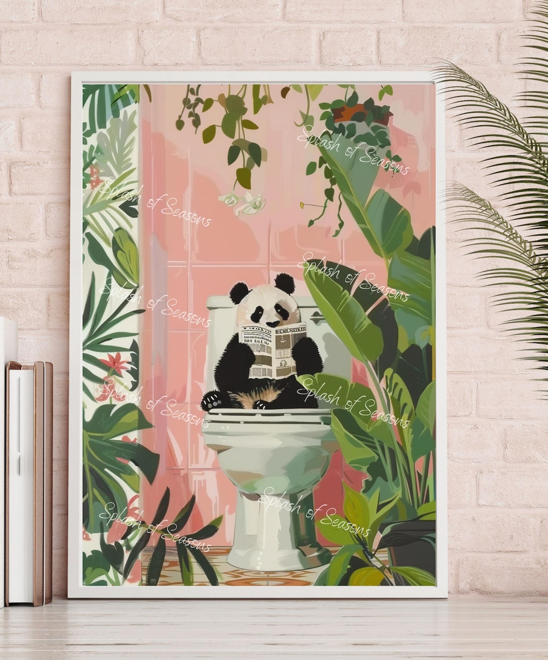 Panda on the Toilet Art Print, Funny Bathroom Print, Animal Lover Gift ...