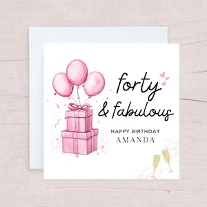 Personalized 40th Birthday Card For Her, Mom 40th Birthday Card, 40 and Fabulous Gift For Friend, Milestone Birthday Card, Sister, Friend
