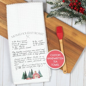Handwritten Recipe Tea Towel for Christmas, Personalized Recipe Towel, Family Recipe Keepsake Tea Towel, Unique Gifts, Dish Towel