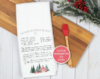 Handwritten Recipe Tea Towel for Christmas, Personalized Recipe Towel, Family Recipe Keepsake Tea Towel, Unique Gifts, Dish Towel