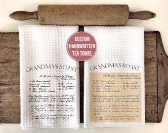Handwritten Recipe Tea Towel, Personalized Recipe Towel, Family Recipe, Keepsake Tea Towel, Unique Gifts, Dish Towel, Housewarming Gift
