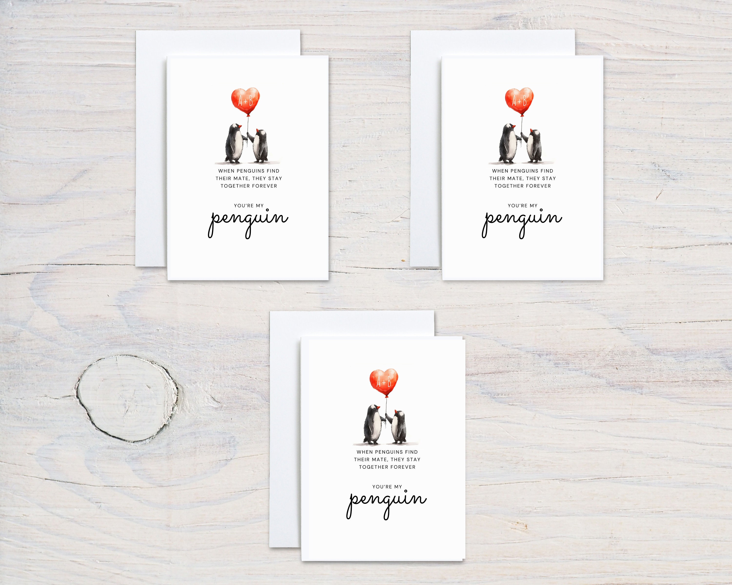 Custom Penguin Valentines Card for Boyfriend, Card for Girlfriend ...