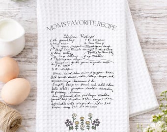 Floral Custom Handwritten Recipe Tea Towel, Handwriting Gifts, Personalized Recipe Towel, Family Recipe, Keepsake Tea Towel, Unique Gifts