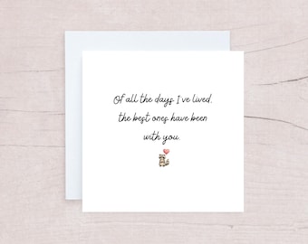 Raccoon Anniversary Love Card for Wife or Husband, Romantic Love Card: Valentine's Day or Anniversary Gift