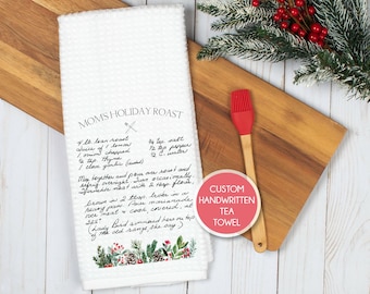 Handwritten Recipe Tea Towel for Christmas, Personalized Recipe Towel, Handwritten Family Recipe Keepsake Tea Towel, Dish Towel