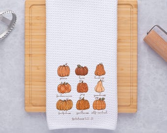Religious Pumpkin Tea Towel: Christian Fall Decor