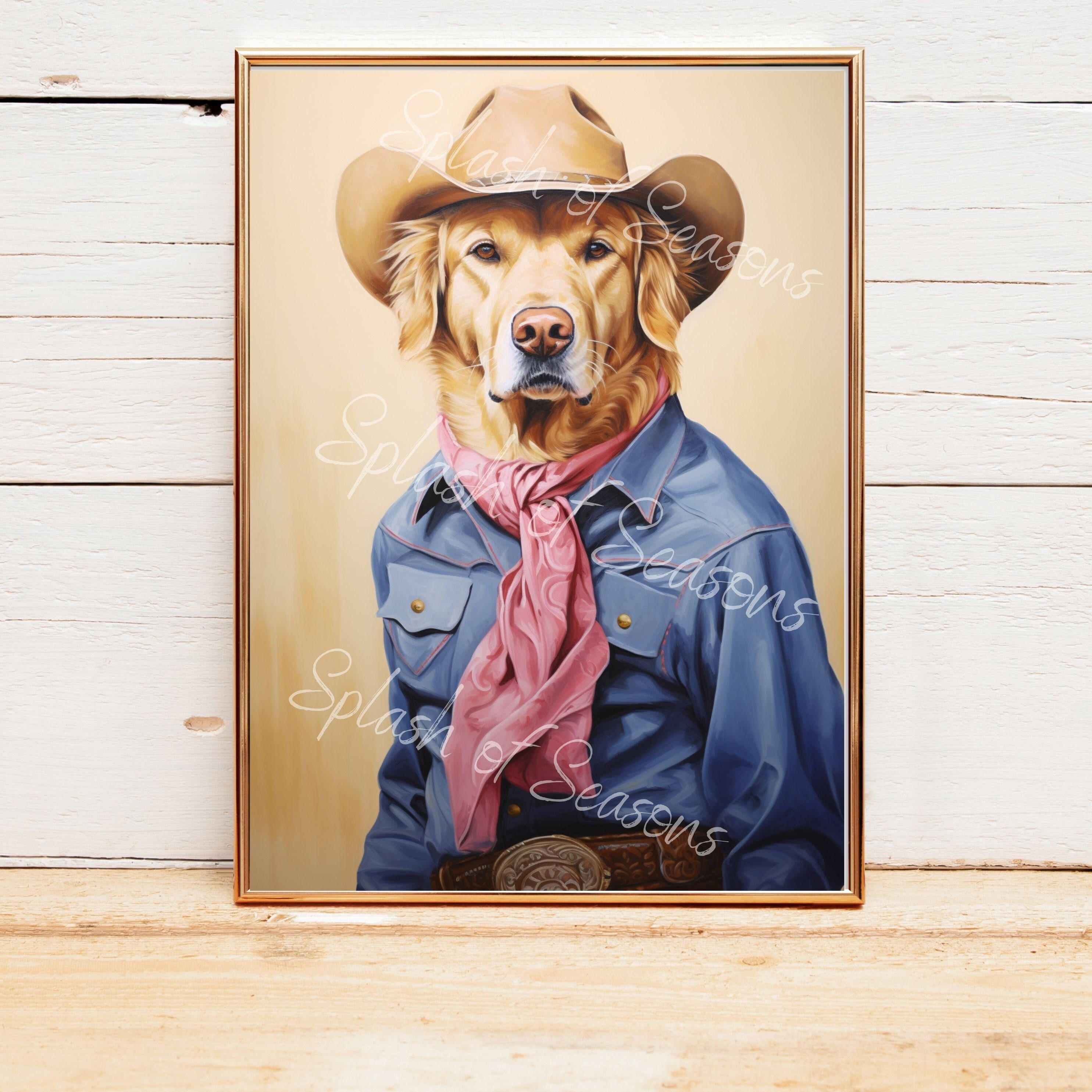Funny Western Home Decor, Cowgirl Home Decor, Dog in Cowboy Hat, Dog Lover Gifts Gifts, Rodeo Themed Decor, Cabin Wall Art