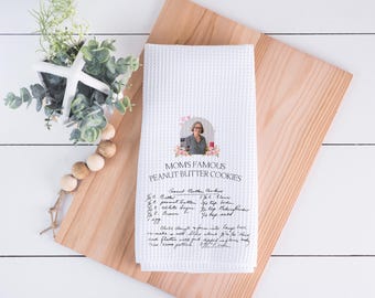 Handwritten Recipe Tea Towel With Image, Personalized Recipe Towel, Family Recipe, Keepsake Tea Towel, Unique Gifts