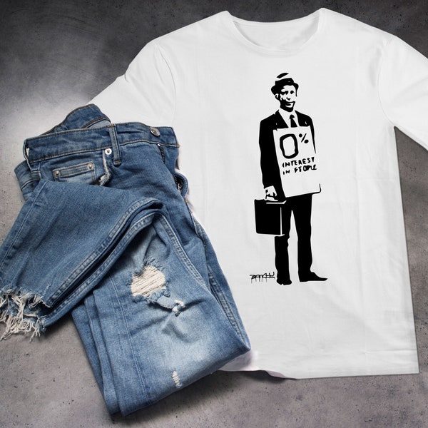 Banksy zéro intérêt pour les gens Street Art Graffiti t-shirt cadeau graphique t-shirt Style hommes vêtements pour femmes hauts