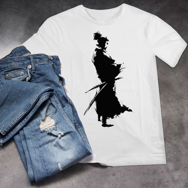 Samurai Sketch Japan Katana Art Samurai T Shirt Gift Graphic Tee Style Men's Women's Clothing Tops