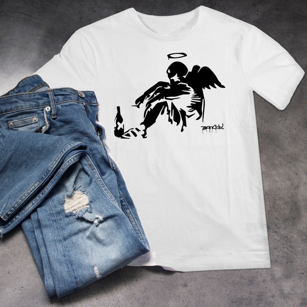 Banksy Drunken Angel Street Art t-shirt cadeau graphique t-shirt Style hommes vêtements pour femmes hauts