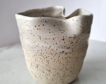 Speckled organic vase. Handmade ceramic.