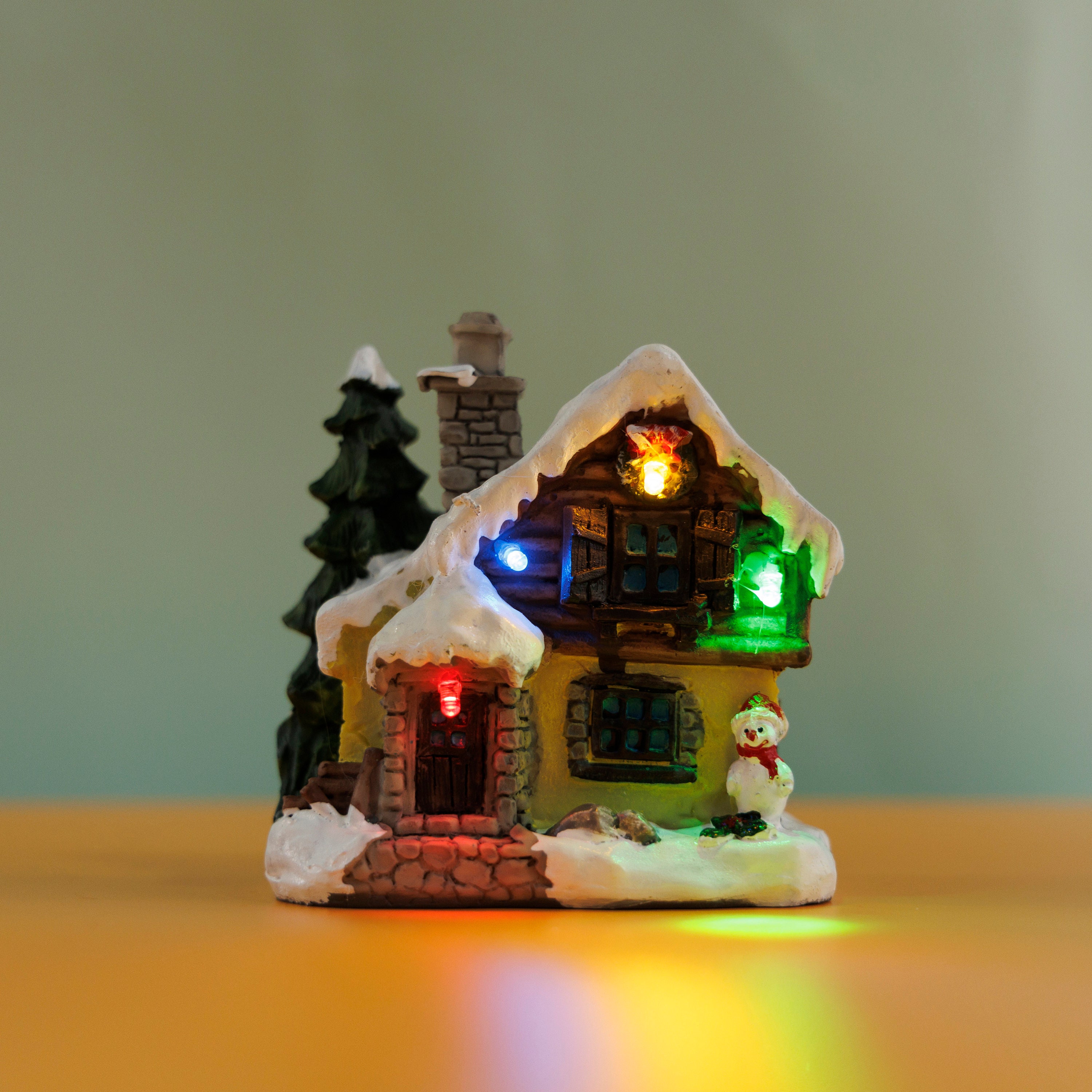 Light up House Warm LED Light up Christmas House Miniature Doll House