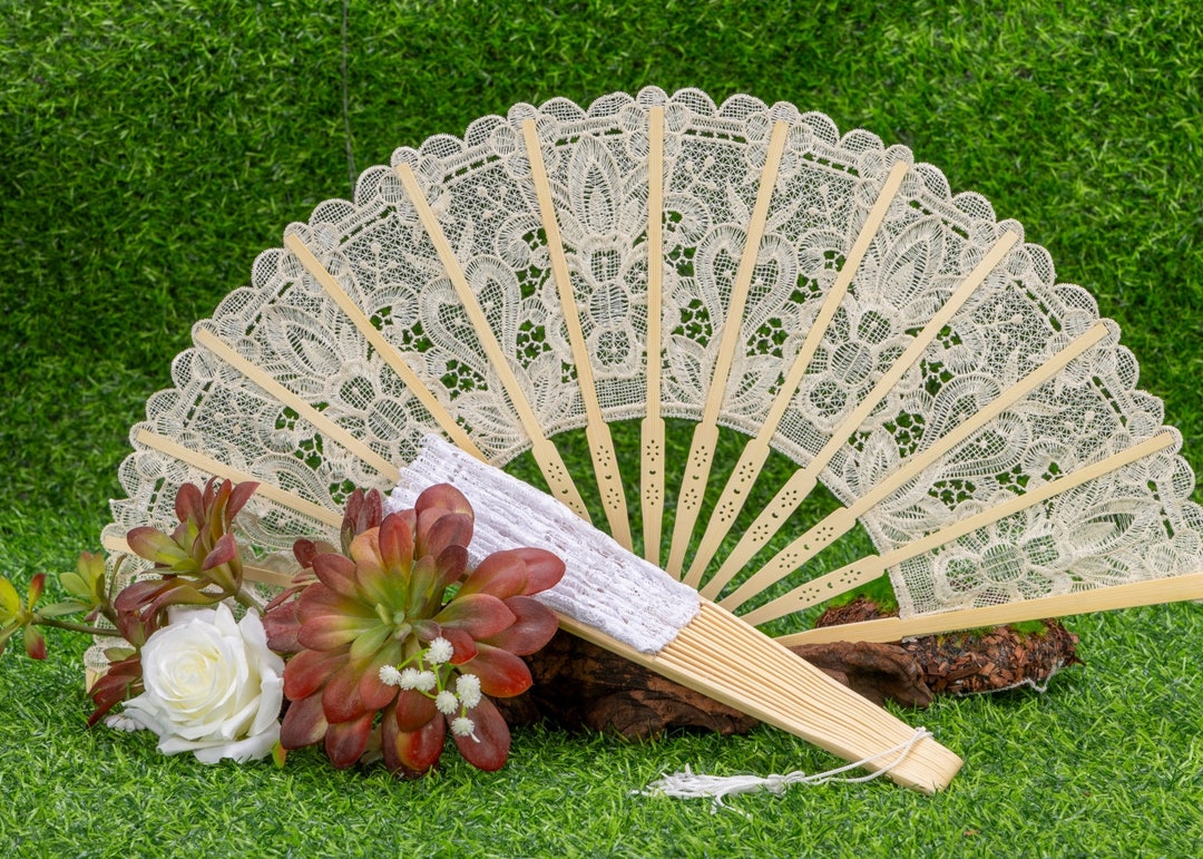 Ivory Lace Fan for Wedding Hand Fan Wedding Ceremony Beach Wedding