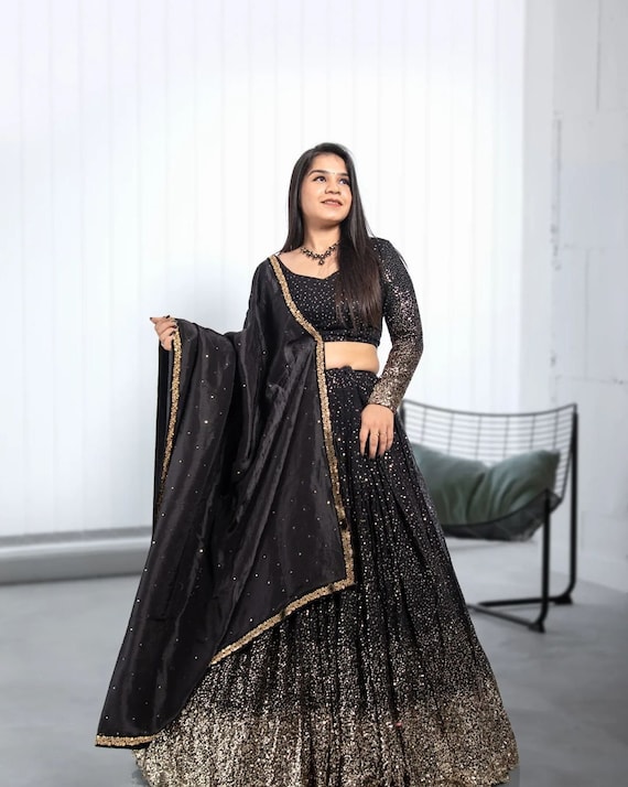 Black Lehenga Choli for Women Ready to Wear Indian Designer Lengha Choli  Wedding Wear Chaniya Choli Function Wear Party Wear Indian Lehengas 