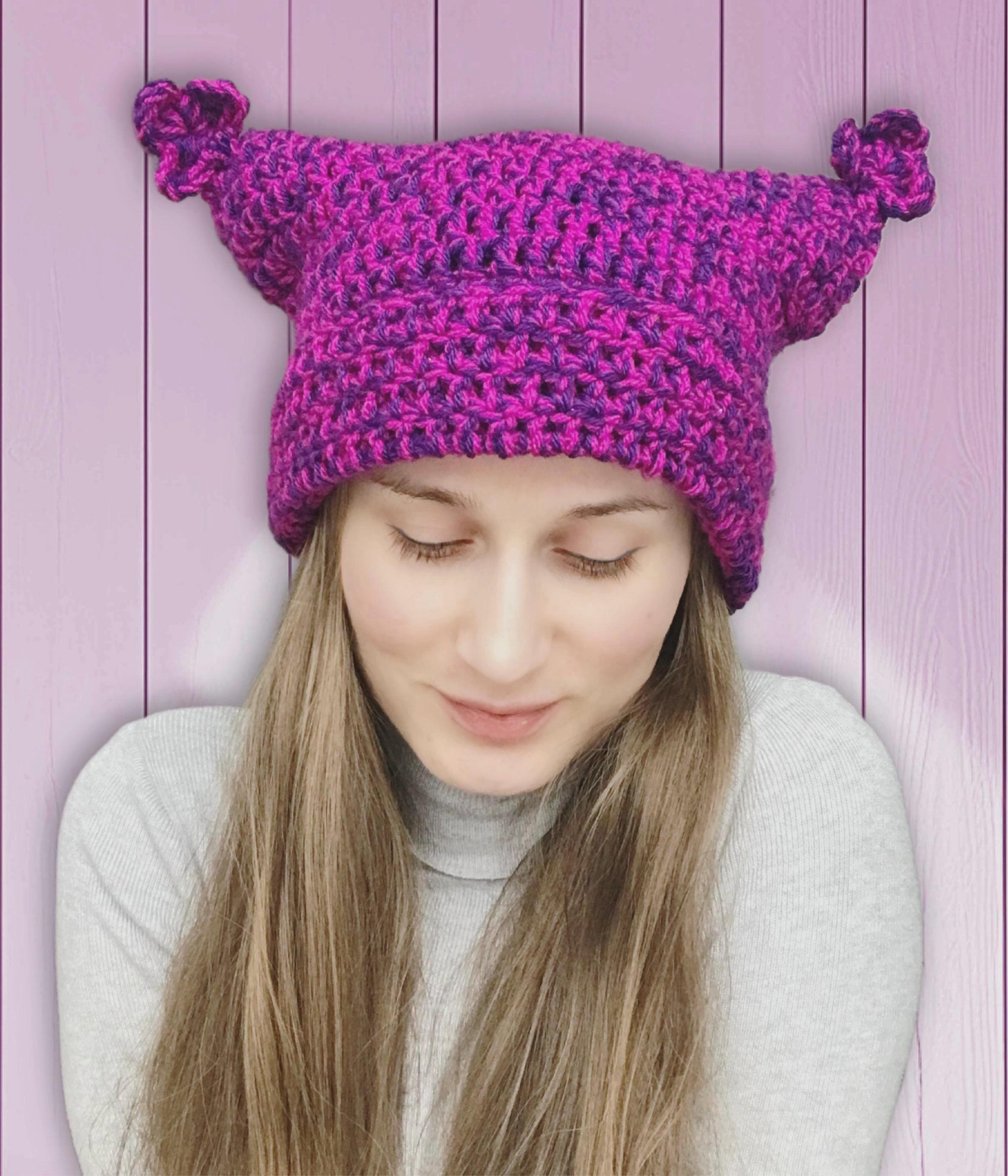 Crochet Chowder Purple Pink Beanie With Ears Cartoon Chowder