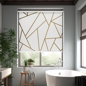 Gold Geometric Blackout Roller Shade: Modern Vintage Style
