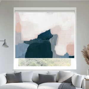 Abstract Blue Purple Pink Roller Curtains  for Living Room, Blackout  Blinds  for Kitchen, Personalized Shade for French Door, Rollo Fenster