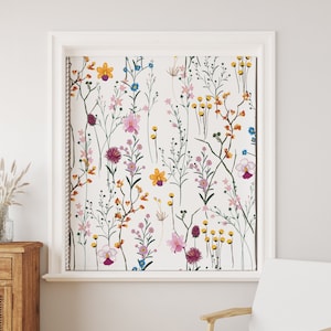 Scandinavian Floral Roller Shades Motorized, Outdoor Personalized Shades Cool, Vintage Window Roller Curtains, Window Treatments Panels