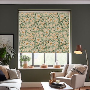 Floral Roller Shade, Living Room Window Shade, Custom Printed Roller Blind, Vintage Floral Pattern, Window Curtains Blackout, Closet Cover