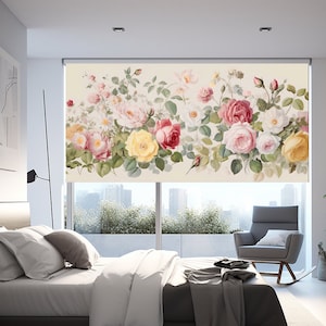 Vintage Botanical Floral Roller Shades for Bedroom, Custom Blackout Roller Blinds for Bathroom, Printed Window Treatment for Outdoor, Blinds
