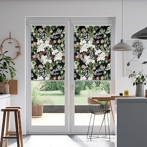 Green Tropical Vintage Window Roller Curtains, Printed Blackout Roller Blinds, Cordless Personalized Window Shades, Blackout Custom Window