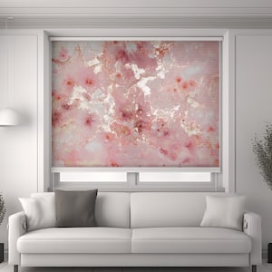 Pink Marble Texture Roll up Blinds for Kitchen,  Luxury Personalized Shades for Door, Adhesive Cordless Roller Shade , Rollo Fenster, Blinds