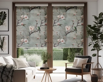 Botanical Window Roller Curtains, Roller Shade for Door, Window Treatments for Bathroom, Window Shades Roller, Roller Blind Printed