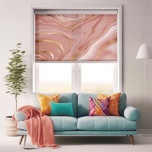 Pink Shades for Windows, Door Shades for Bathroom Window, Window Blinds and Shades, Blackout Roller Blind, Custom Window Treatments