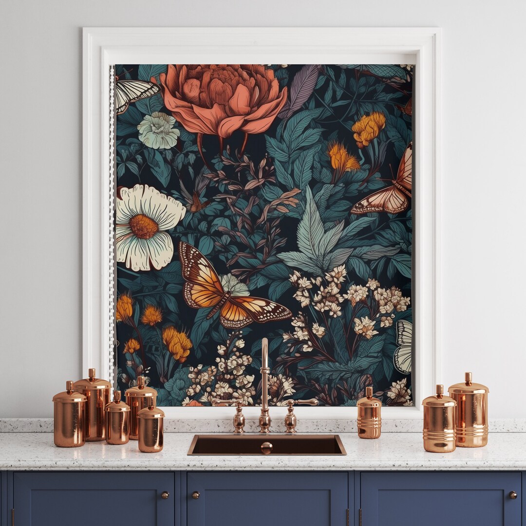 Botanical Secret Garden Window Shades for Kitchen, Custom Window
