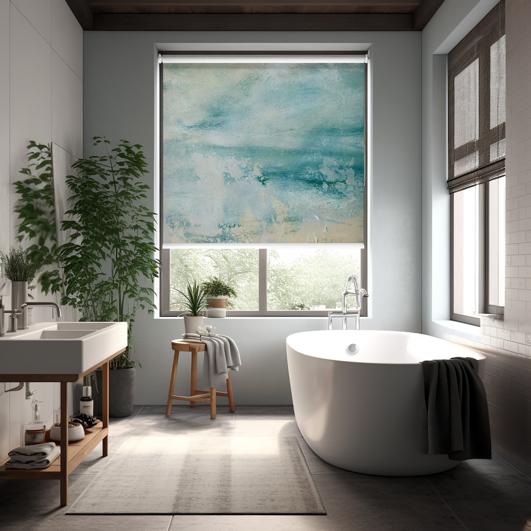 Watercolor Abstract Bathroom Window Blinds Roller, Roll up Blinds for ...