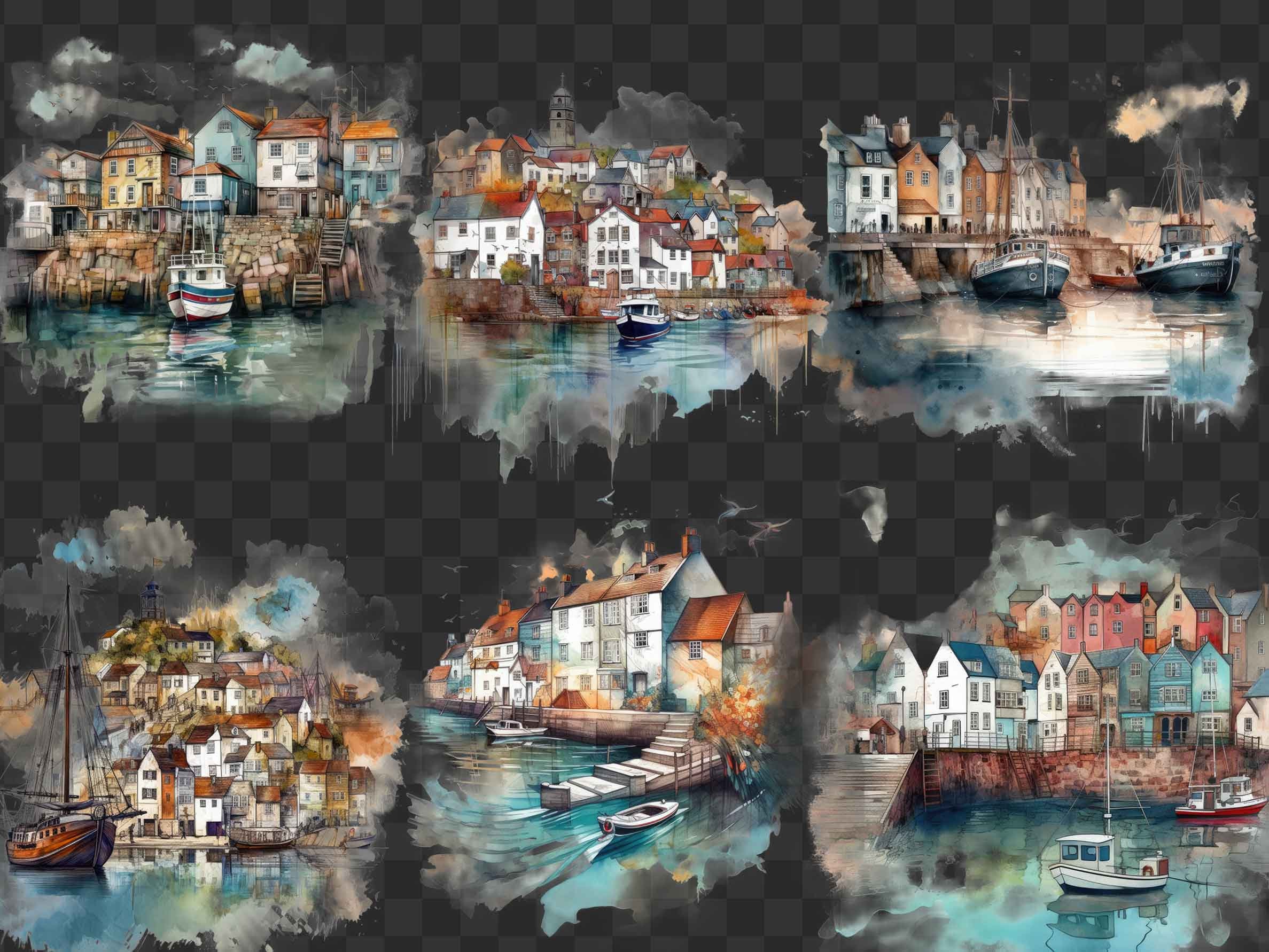 30 PNG British Harbour Clipart Digital Download Watercolor - Etsy
