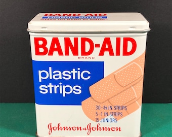 Plastry | Johnson & Johnson | Plastry z plastikowych pasków vintage | Pusta puszka