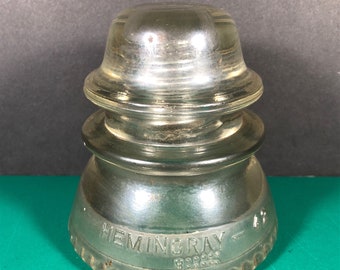 Glass Insulator | Hemingray - 42 | Vintage | Clear | 4" Tall | Made In USA
