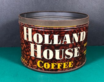 Holland House / Vintage 1lb rico, robusto café lata / Falta la tapa / Vacío / Decoración de cocina retro