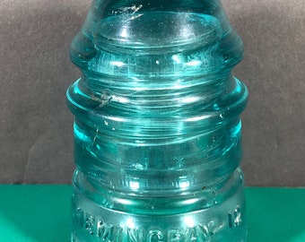 Glass Insulator | Hemingray - 12 | Vintage | Blue/Green | 3.5" Tall | Made In USA