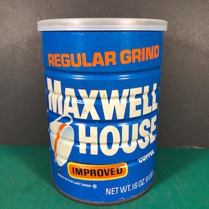 Maxwell House | Vintage 1lb Coffee Can With Lid | Improved Regular Grind | Empty | No UPC