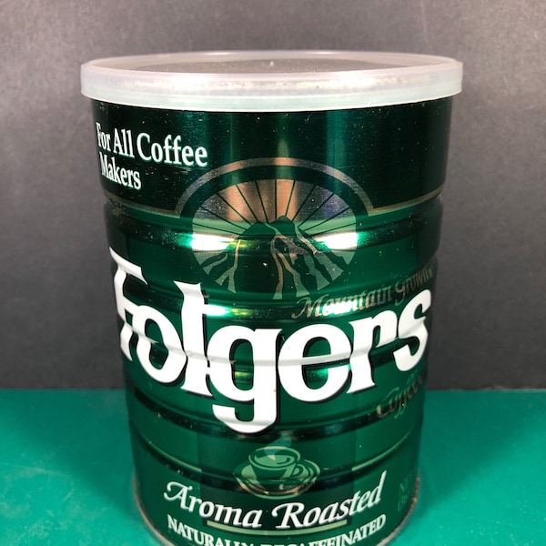 Folgers / Lattina di caffè decaffeinato vintage da 13 once con coperchio / vuota