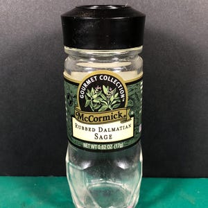 McCormick | Rubbed Dalmatian Sage Vintage Spice Jar | Empty | Retro Kitchen Decor