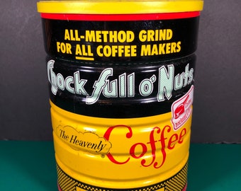 Chock Full O’Nuts | Vintage 32oz „Coffee Measure Enclosed“ Dose mit Deckel | Leer | Die Kaffeeschaufel fehlt