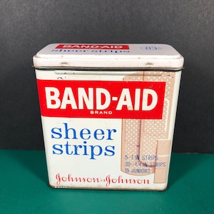 Heft | Johnson & Johnson | Vintage transparente Streifen Bandagen | Leere Blechdose | Keine UPC