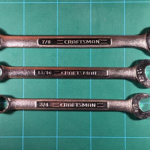 3 Lot Craftsman | Vintage Combination Wrench Tools | 3/4" - 13/16" - 7/8" | Forged In USA