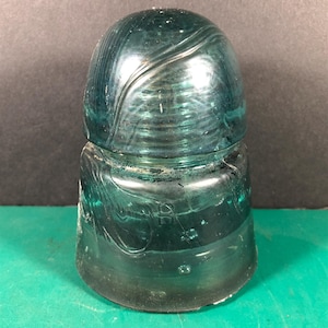 Glass Insulator | Vintage | Aqua Blue | 4&quot; Tall | Brookfield | Embossed B On Side | Made In USA