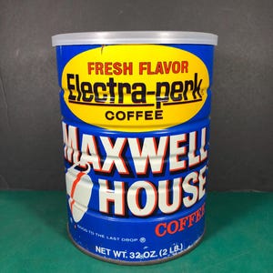 Maxwell House | Vintage 2lb Coffee Can With Lid | 32oz | Electra-Perk | No UPC | Empty