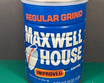 Maxwell-Haus | Vintage 1lb Kaffeedose mit Deckel | Verbesserter regelmäßiger Mahlgrad | Leer | Kein UPC