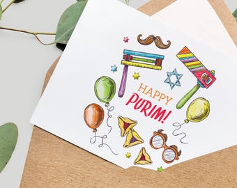 Printable Purim Card, Jewish Holiday Greetings (PDF)