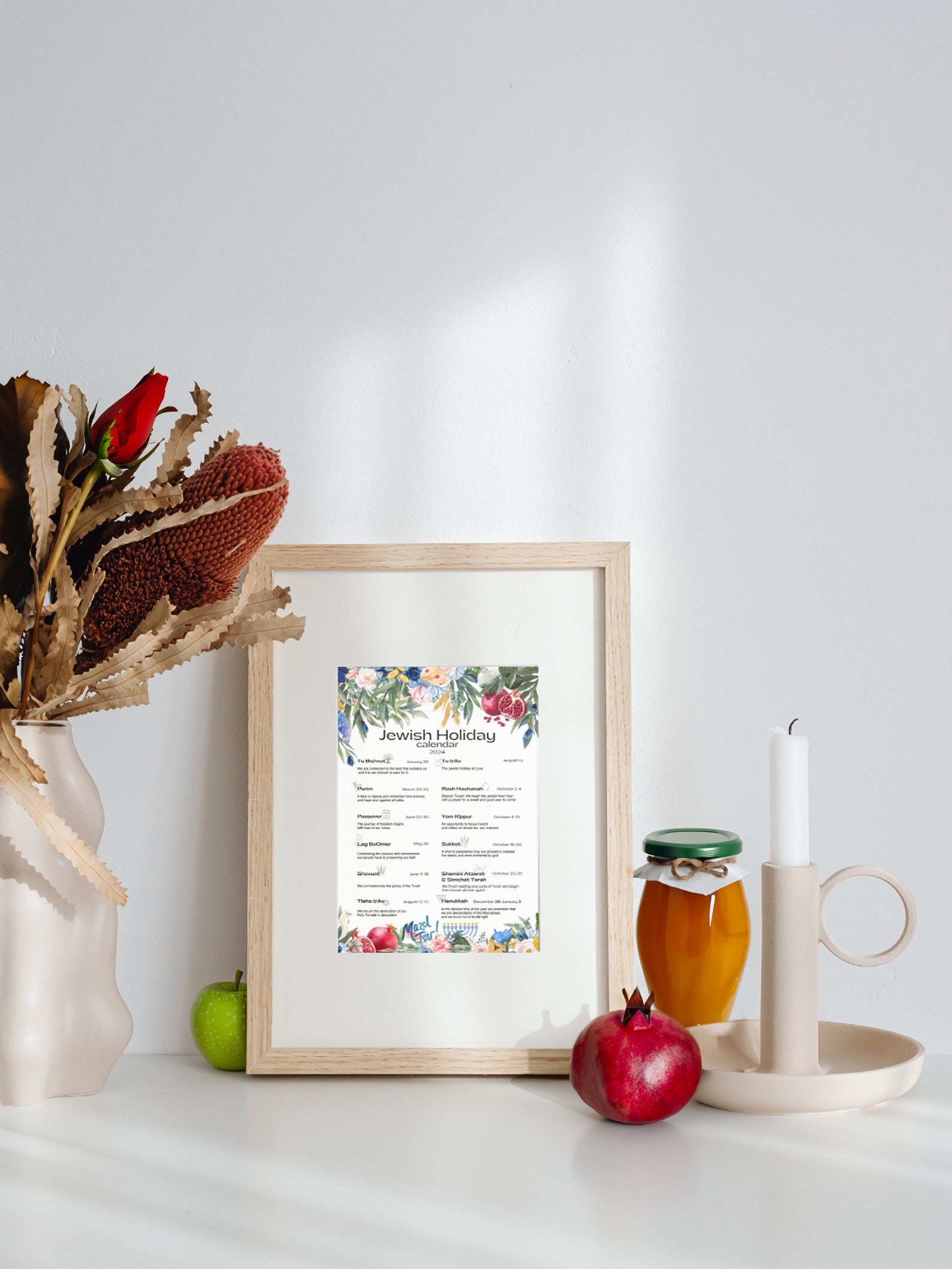 Jewish Holiday Calendar 2024 Hebrew Calendar Chanukah Hanukkah Gift